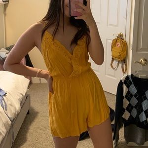 yellow v neck romper